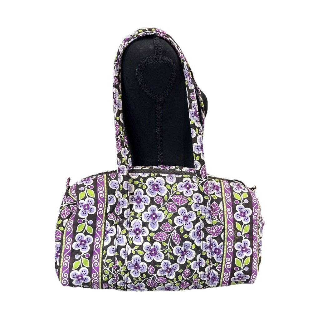 Vera Bradley (2011) Retired Plum Petals Pattern Travel Duffel Bag Boho Chic Y2K - Picture 2 of 12